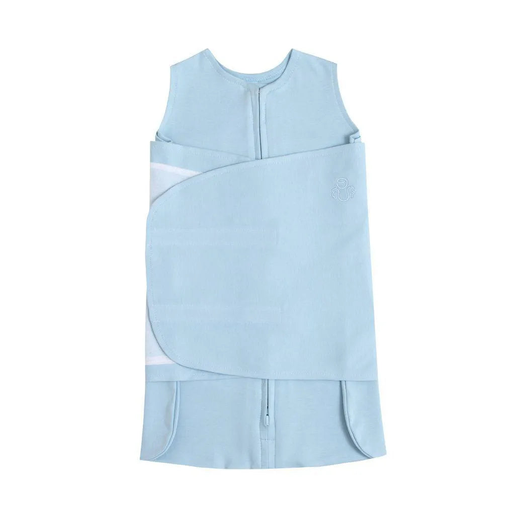 SACO DE DORMIR SWADDLE EM ALGODÃO EGÍPCIO AZUL - CASULO DE ANJO