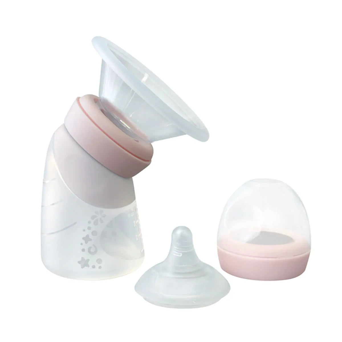 Coletor de Leite e Mamadeira Angulada em Silicone 120ml Rosa - Marcus e Marcus