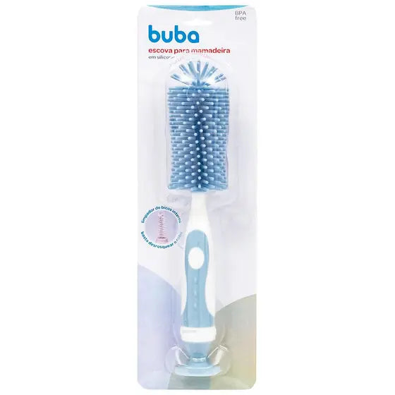 Escova para Mamadeira em Silicone Azul - Buba