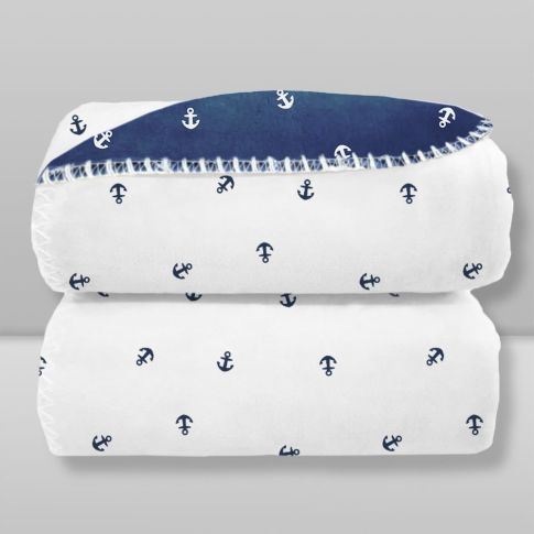 Manta Velvet Ancora Azul/Branco - Laço Bebê