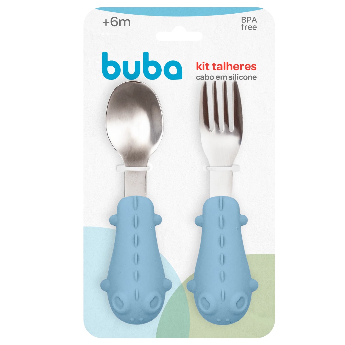 KIT TALHERES SILICONE E AÇO INOXIDÁVEL - BUBA ZOO