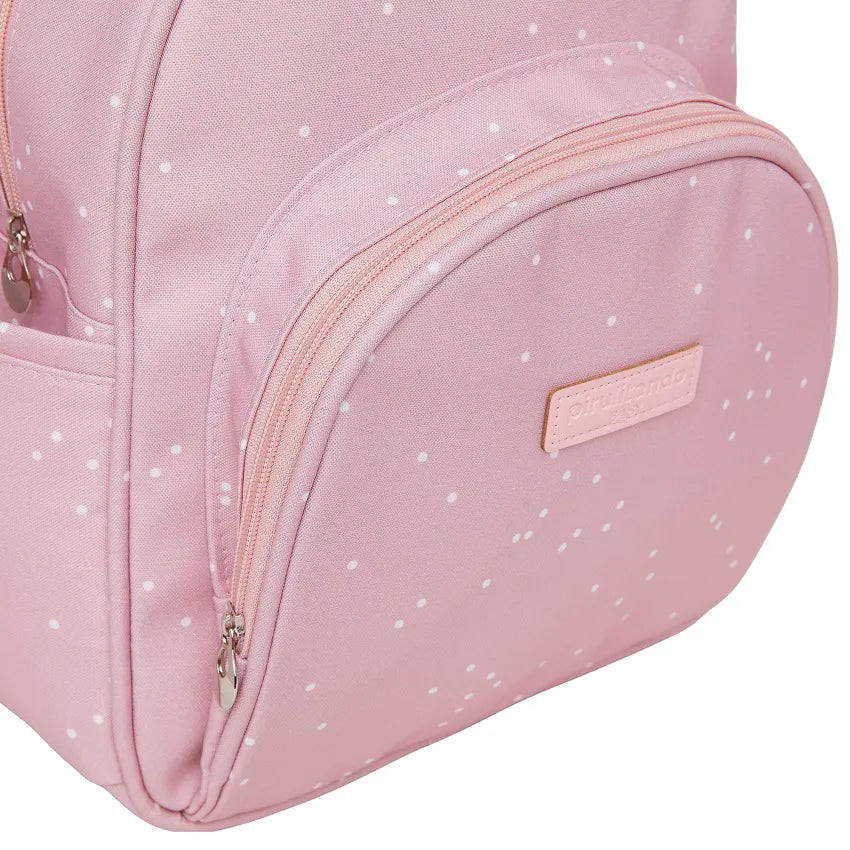 Mochila Maternidade Pequena Bolinhas Rosa - Pirulitando