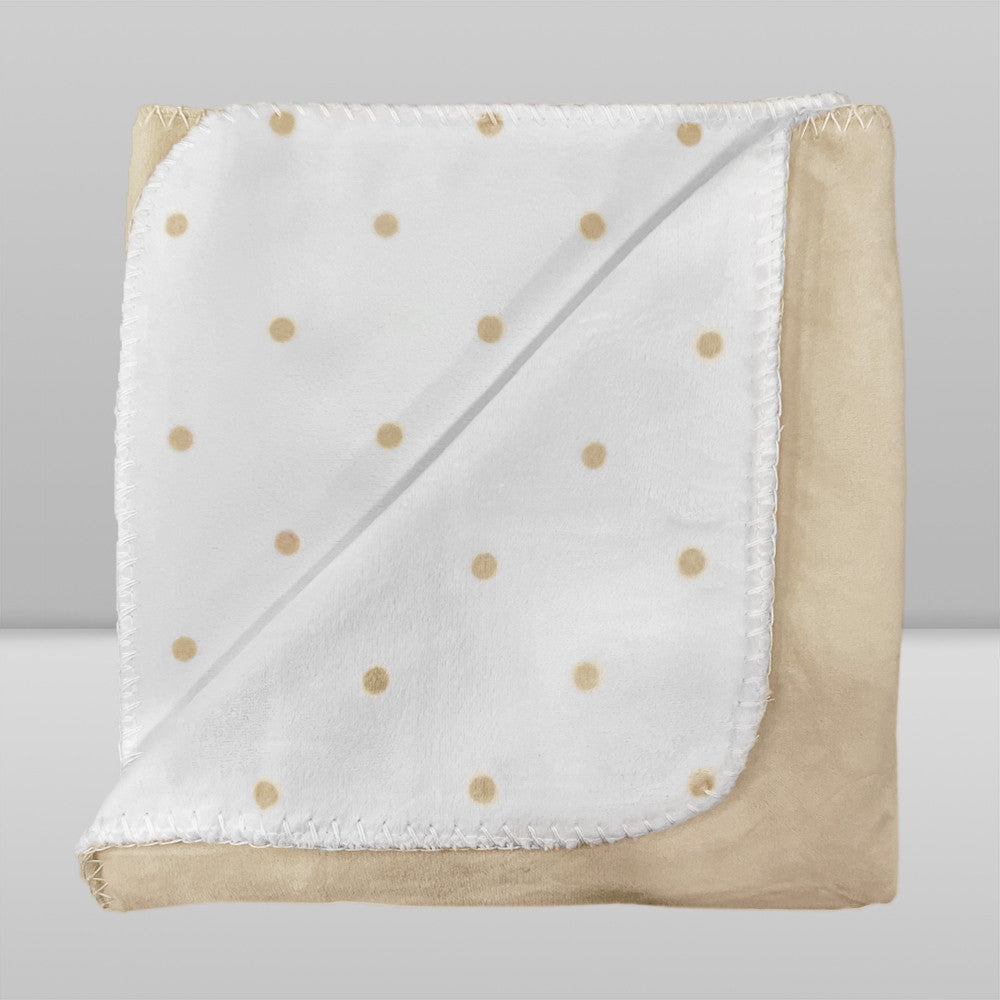 Manta Dupla Face Poá Bege- Laço Bebê