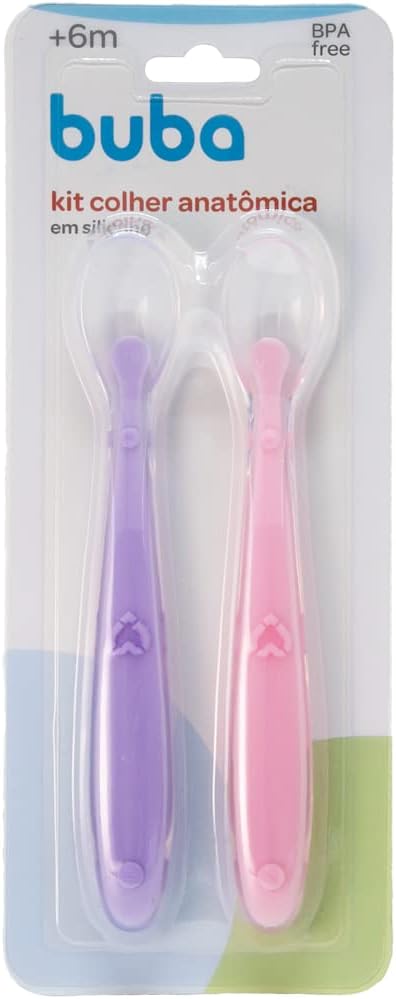 Kit 2 Colheres em Silicone Rosa e Lilás - Buba