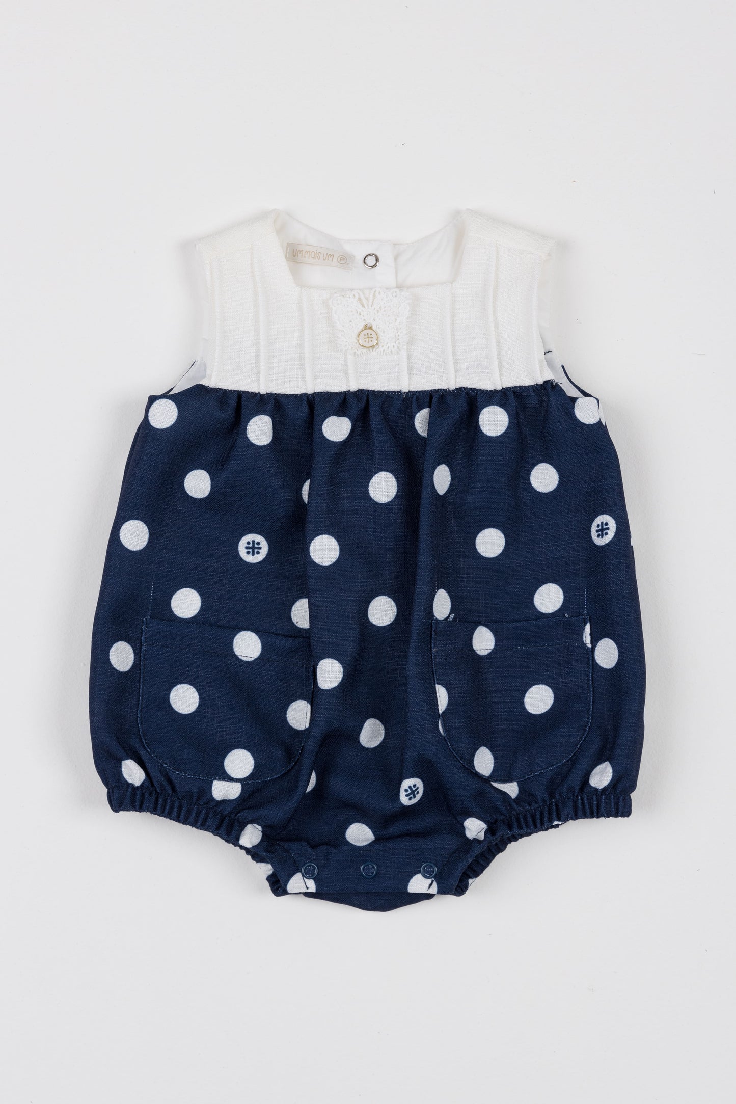 Banho de Sol Azul Marinho Poá - Um Mais Um