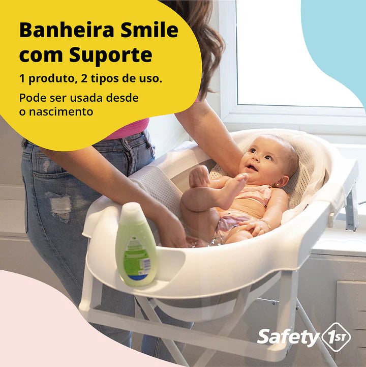 Banheira Smile com Suporte Rosa - Safety 1st