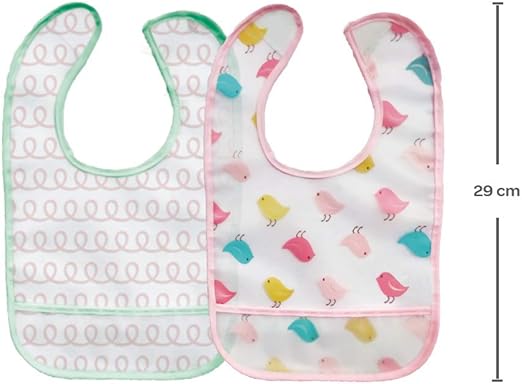 Kit 2 Babadores com Pega migalhas Passarinho - Buba