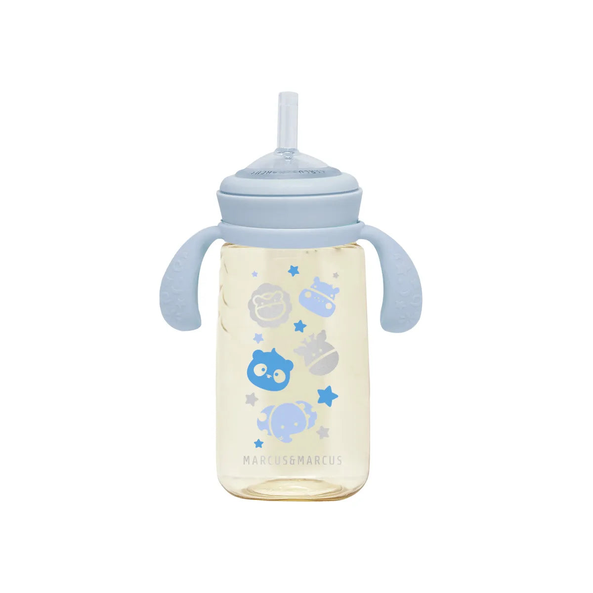 Copo De Transição Bico E Canudo Em Silicone 300ml Azul