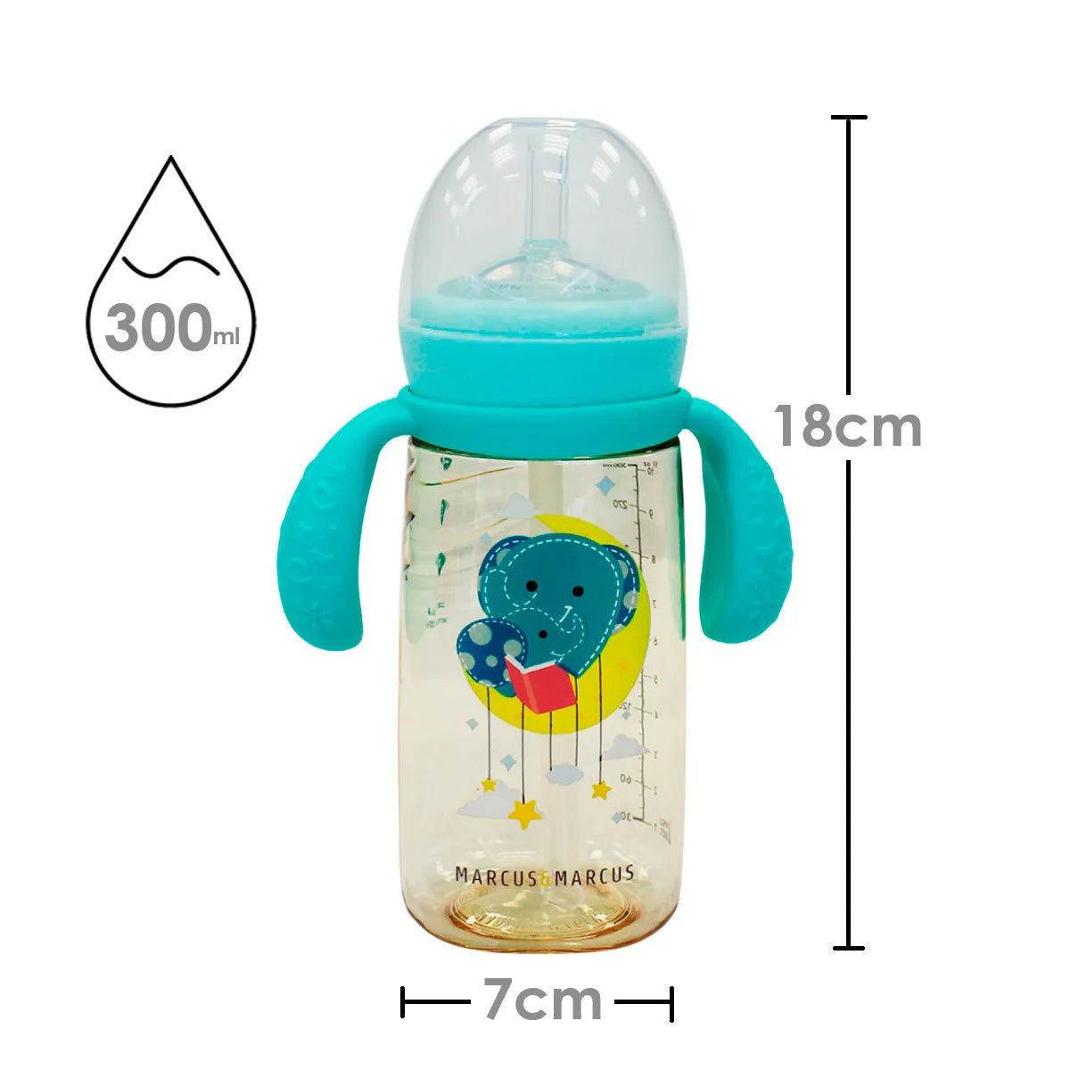 Copo De Transição C Bico E Canudo 300ml - Marcus & Marcus - elefante ollie