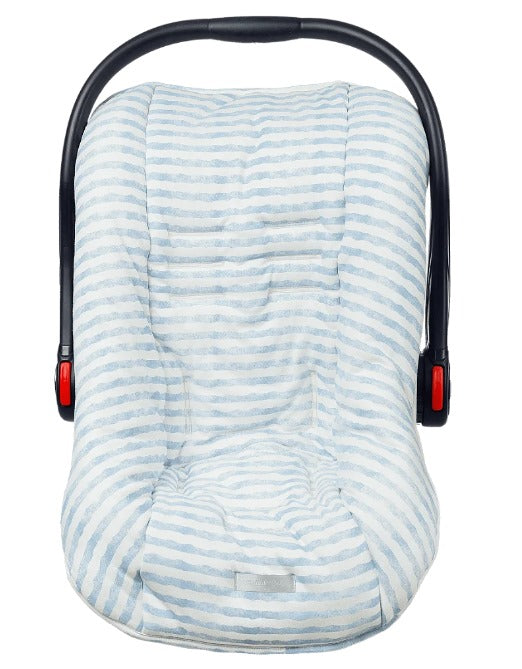 Capa Protetora p/ BB Conforto Suedine Listrado Azul - D'Bella For Baby