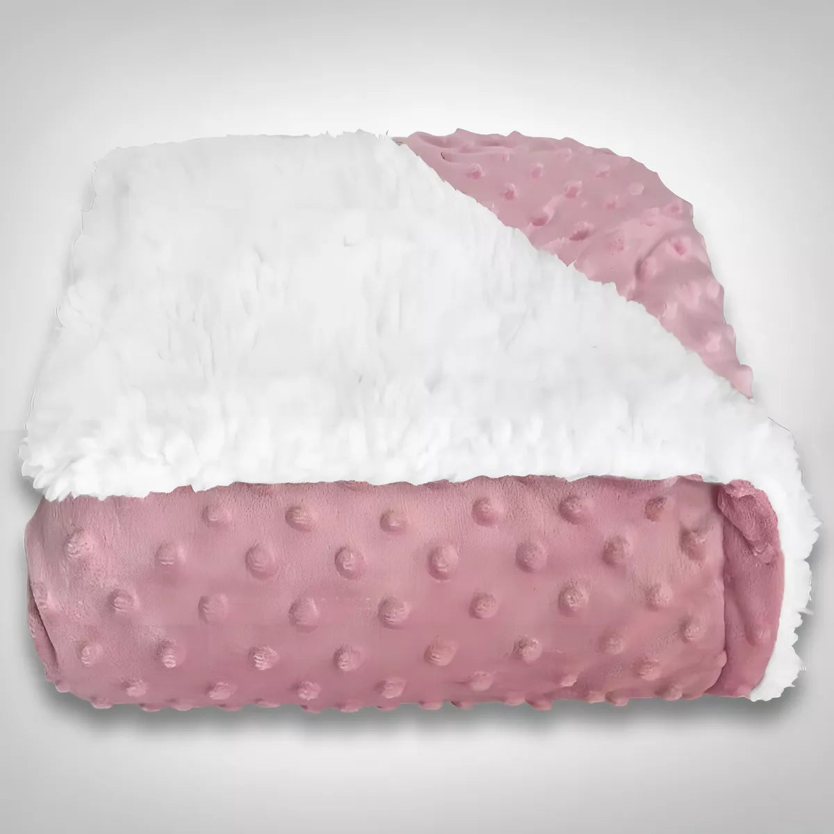 Cobertor Plush Com Sherpa Dots Bolinhas Rosa - Laço Bebê