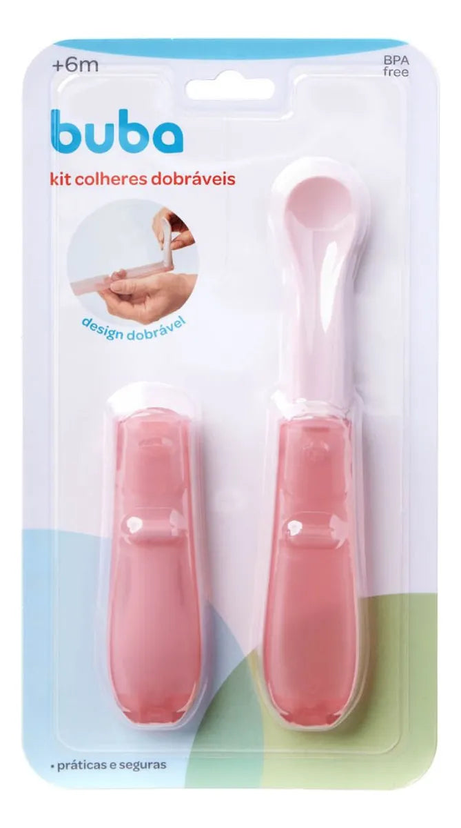 Kit 2 Colheres Dobráveis Rosa - Buba