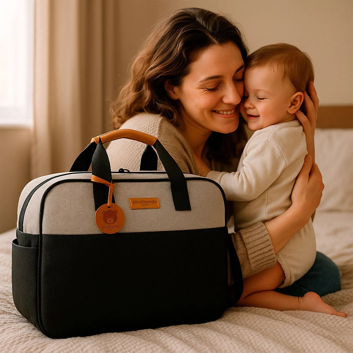 Bolsa Grande Abraço Cinza C/ Preto - Pirulitando
