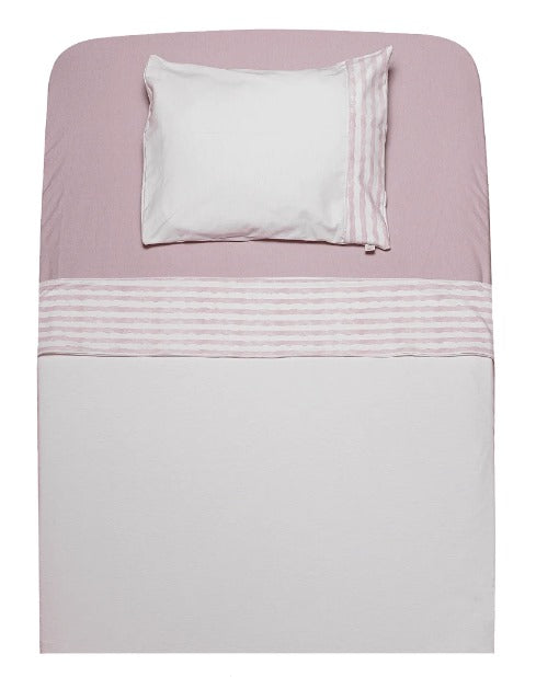 Kit Lençol de Berço Malha Listrado Rosa - D'Bella For Baby