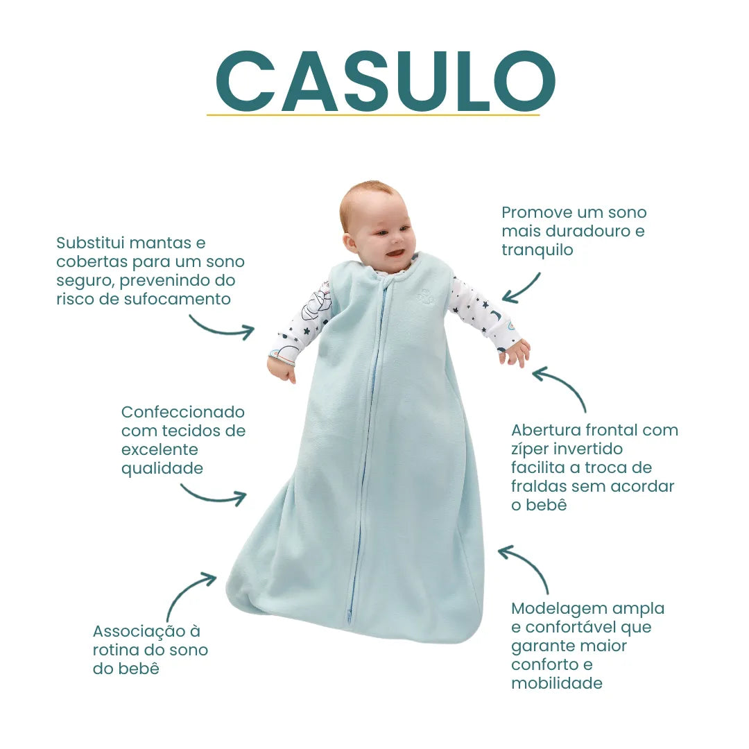 Saco de Dormir em Algodão Natural Cogumelo M - Casulo de Anjo