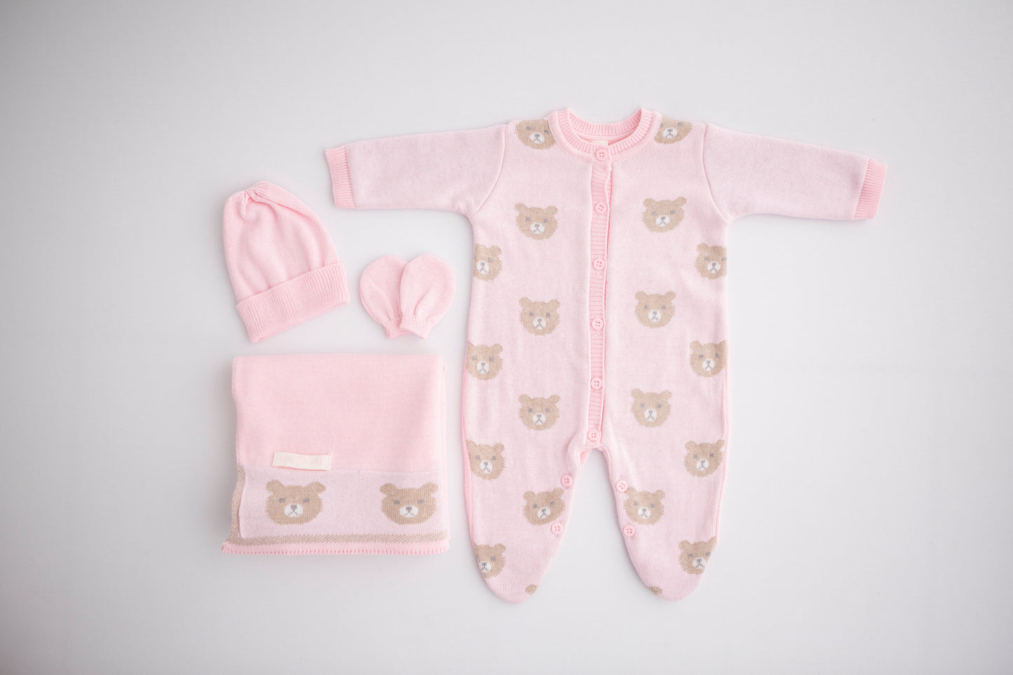 KIT MACACÃO E MANTA TRICOT BEBÊ MATILDA ROSA - MINI LADY MINI LORD