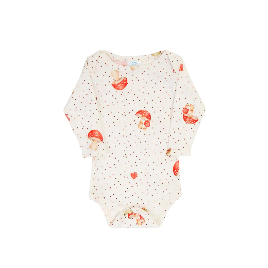 Body Bebe Manga Longa em Algodão Egípcio Cogumelo - Casulo De Anjo