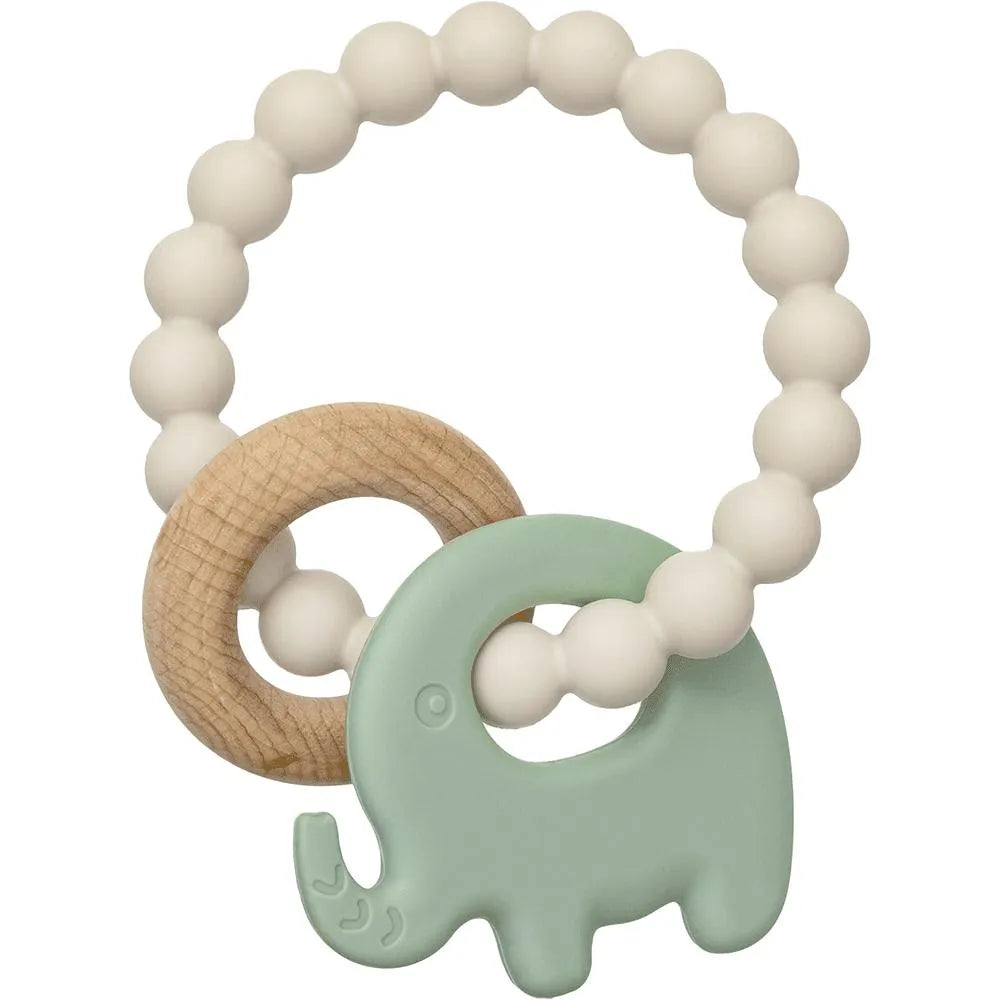 Mordedor Em Silicone E Bambu/elefante Verde - Buba