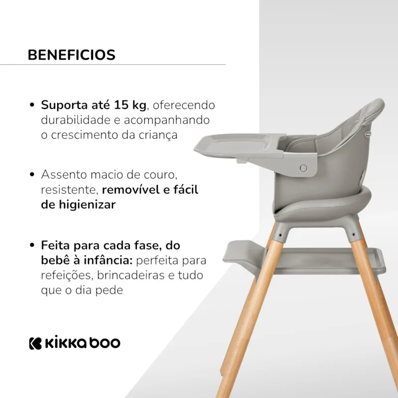 Cadeira Refeição 6 Em 1 Woody Grey - Kika Boo