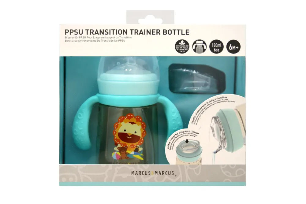 Copo De Transição Com Bico E Canudo 180ml - Marcus & Marcus - Leão Marcus