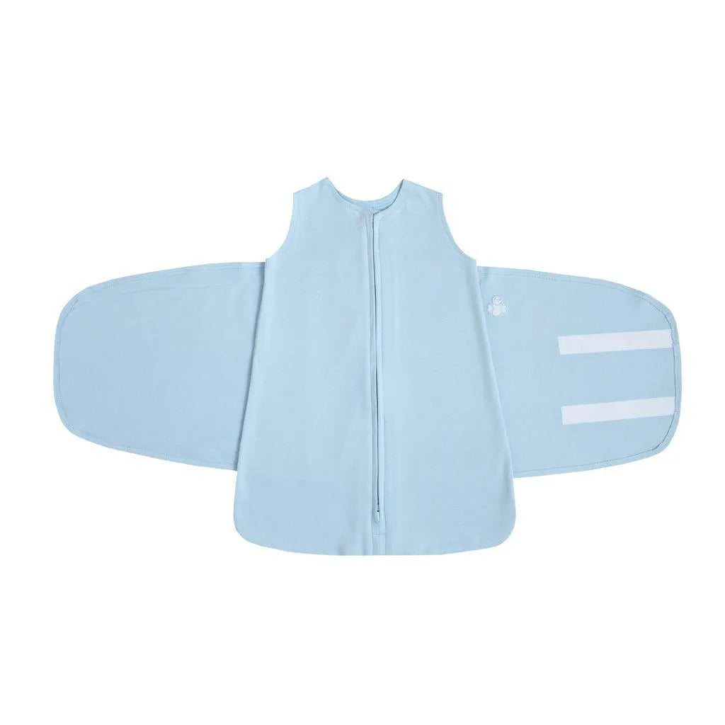 SACO DE DORMIR SWADDLE EM ALGODÃO EGÍPCIO AZUL - CASULO DE ANJO