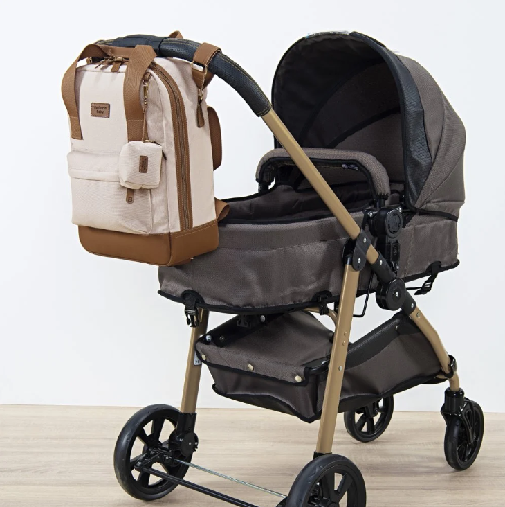 Mochila Prisma com Porta Chupeta Areia - Batistela Baby