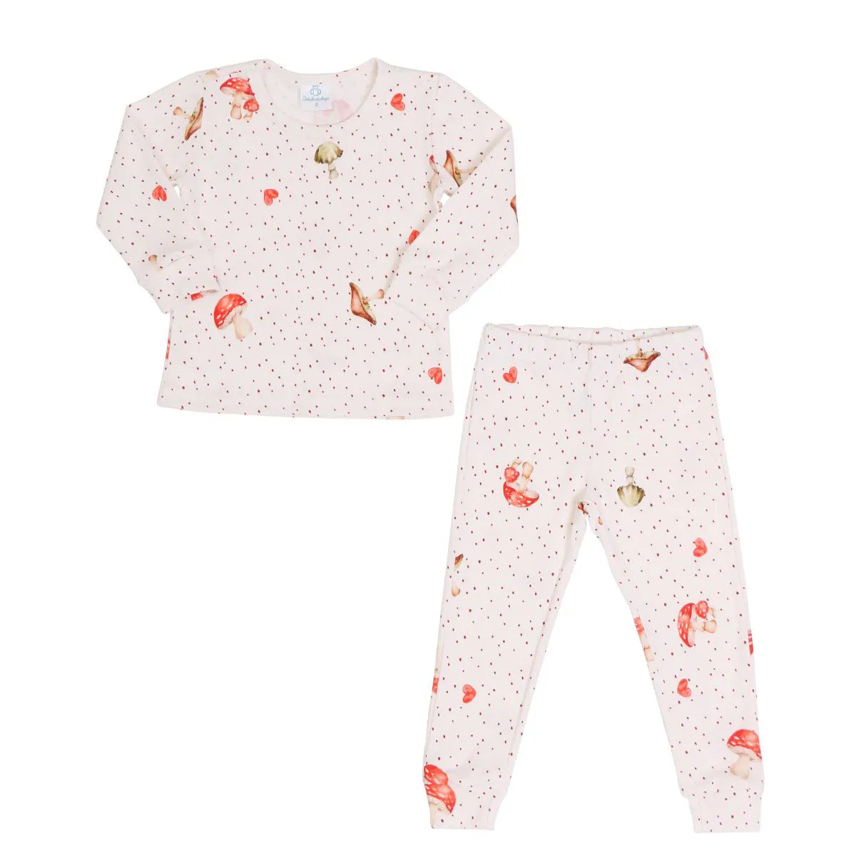 Pijama Infantil Manga Longa em Algodão Natural Cogumelo - Casulo De Anjo