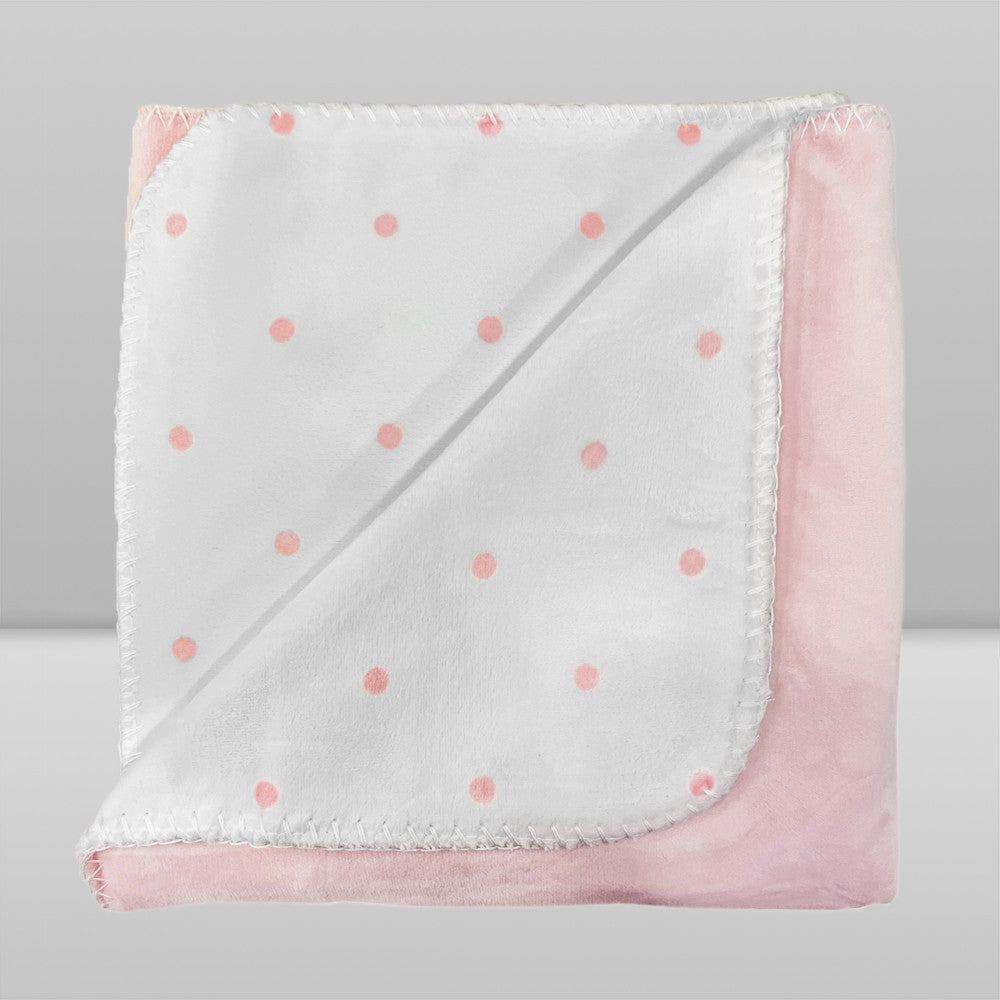 Manta Dupla Face Poá Rosa - Laço Bebê