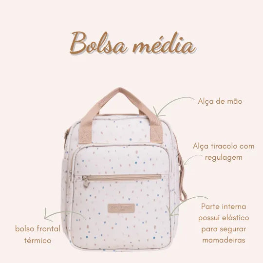 Bolsa Maternidade Média Confete Marfim - Pirulitando