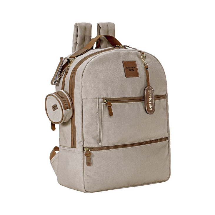 Mochila Bambino com Porta Chupeta Areia - Batistela Baby