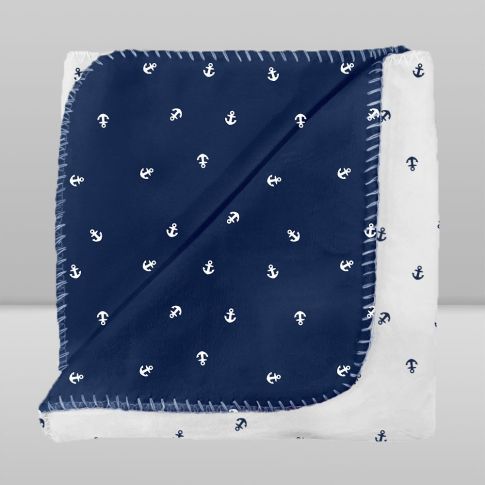 Manta Velvet Ancora Azul/Branco - Laço Bebê