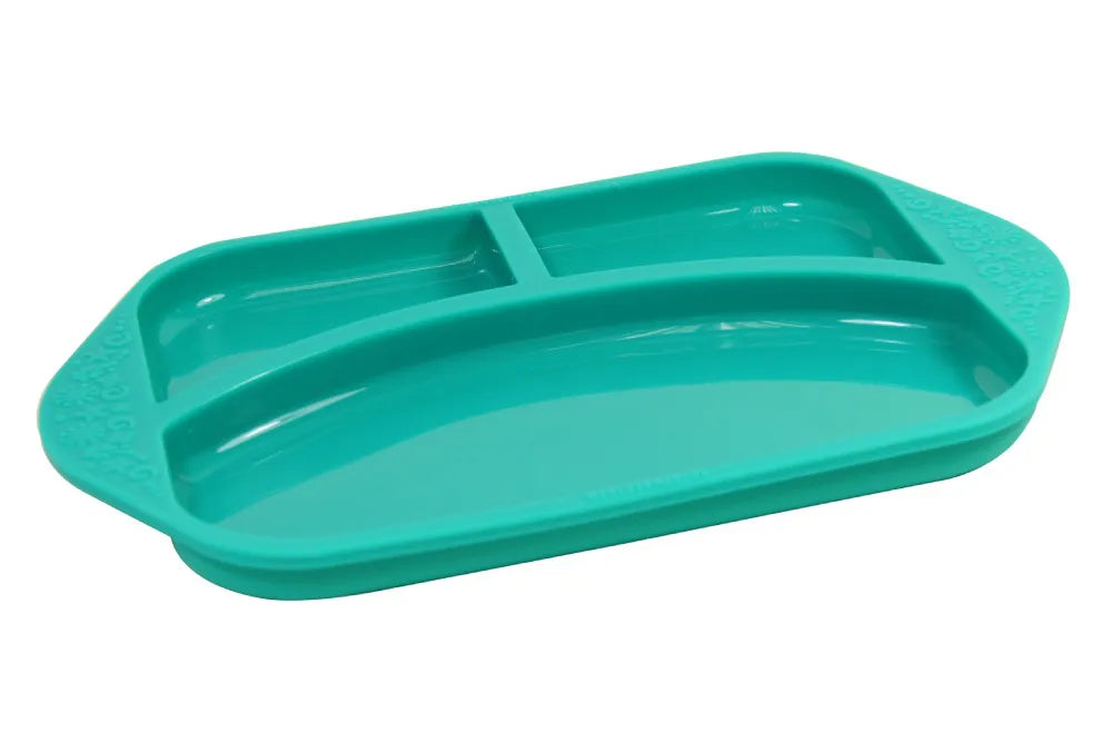 Prato com 3 Divisórias em Silicone Verde - Marcus & Marcus