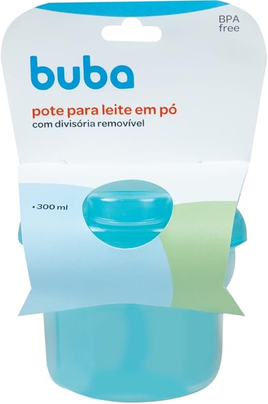 Pote Para Leite Em Pó Com Divisória Azul - Buba