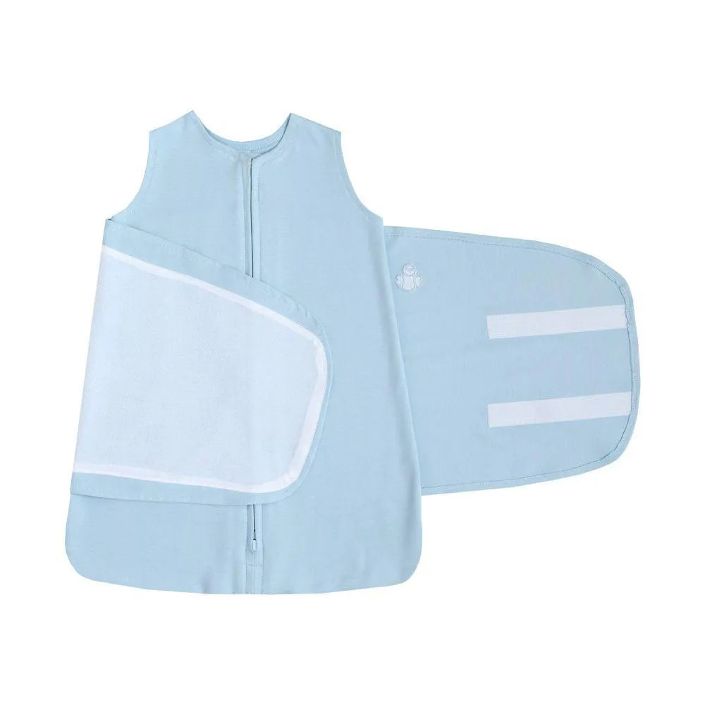 SACO DE DORMIR SWADDLE EM ALGODÃO EGÍPCIO AZUL - CASULO DE ANJO