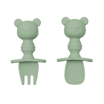 KIT TALHERES SILICONE URSINHO VERDE - BUBA ZOO