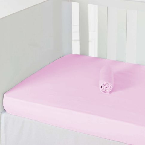 Lençol P/ Berço C/ Elástico Marshmallow Rosa - Laço Bebê