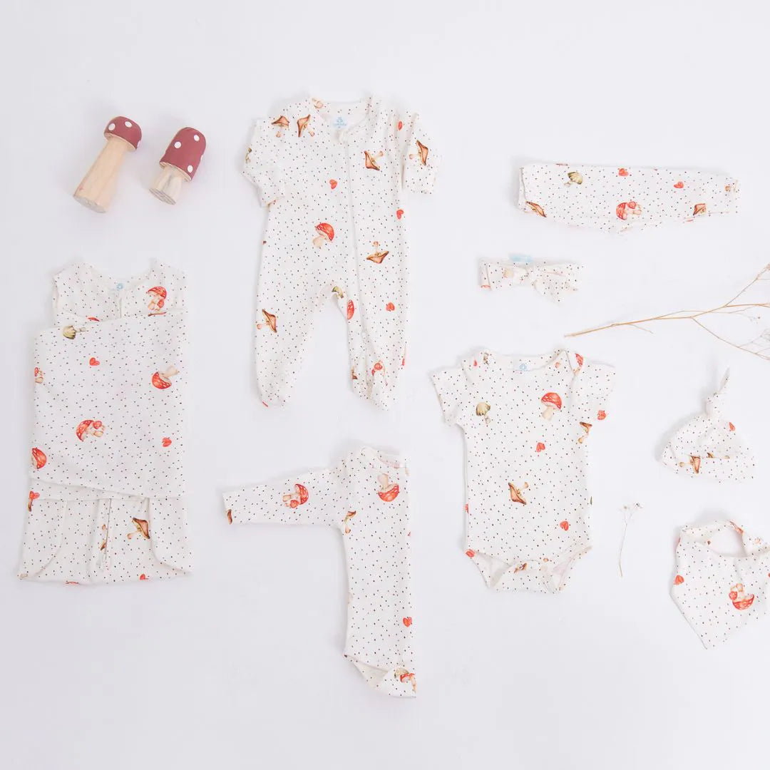 Conjunto Touca e Luva Recém-nascido em Algodão Cogumelo - Casulo de Anjo