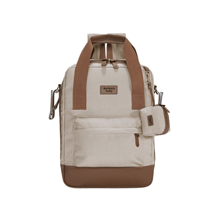 Mochila Prisma com Porta Chupeta Areia - Batistela Baby