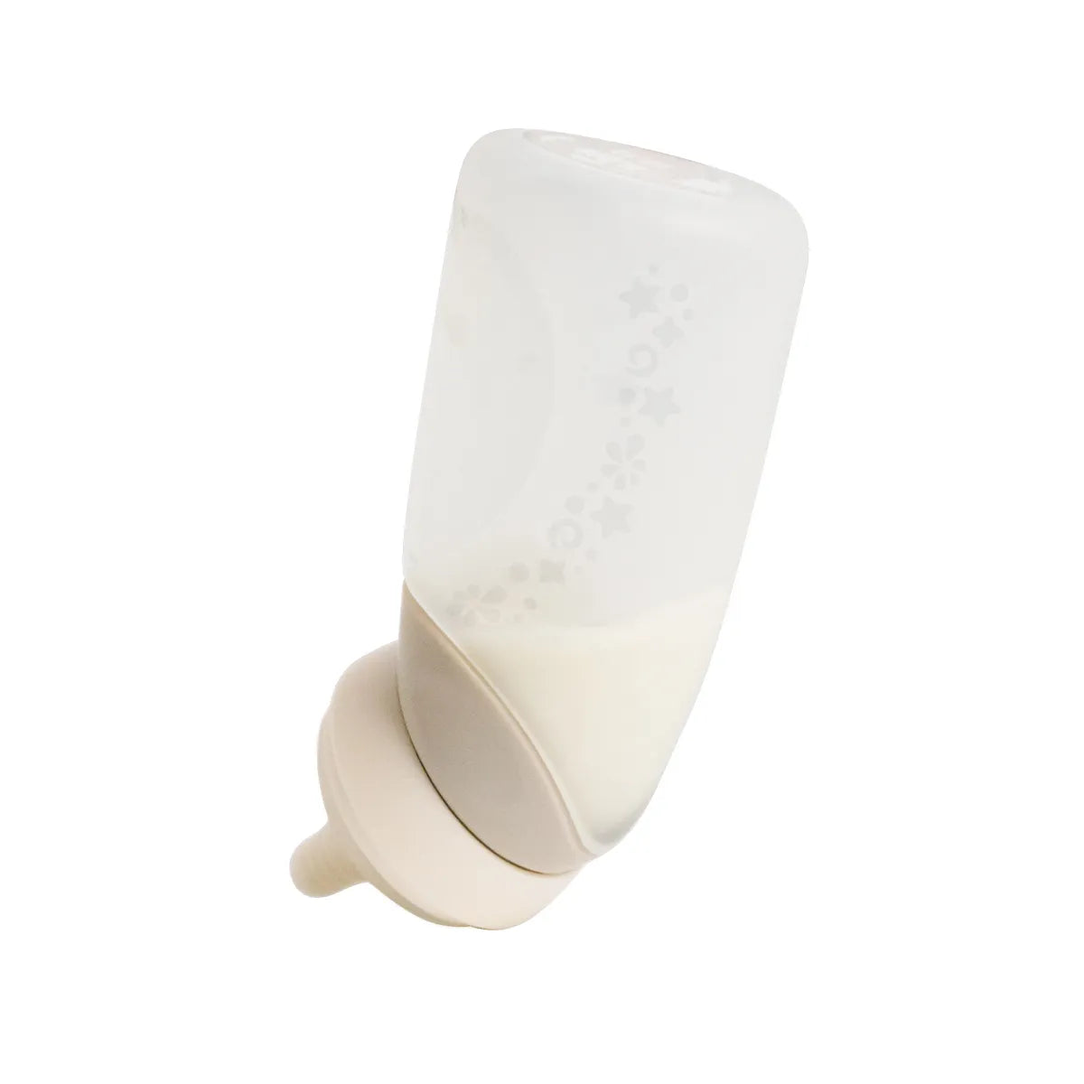 Mamadeira Angulada Em Silicone 240ml - Creme