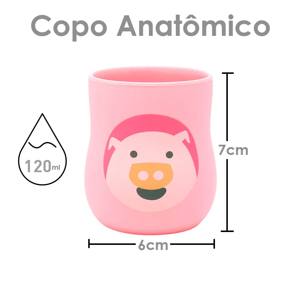 Copo Anatômico em Silicone 120ml Porquinha Pokey - Marcus e Marcus