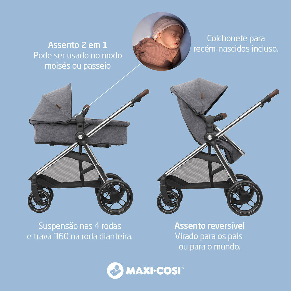 Carrinho Anna³ Luxe Twillic Grey - Maxi-Cosi