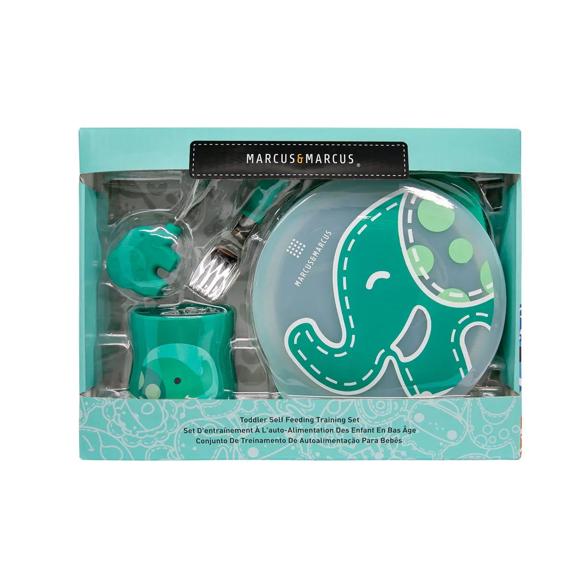Kit de Alimentação com Copo Anatômico Elefante Ollie - Marcus & Marcus