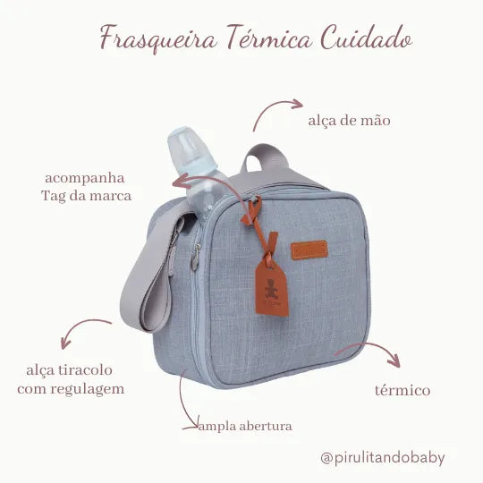 Frasqueira Térmica Cuidado Cinza - Pirulitando