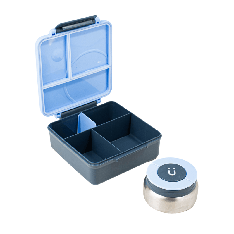 Bento Box 3 Divisórias c/ Pote Térmico Azul - Bup Baby