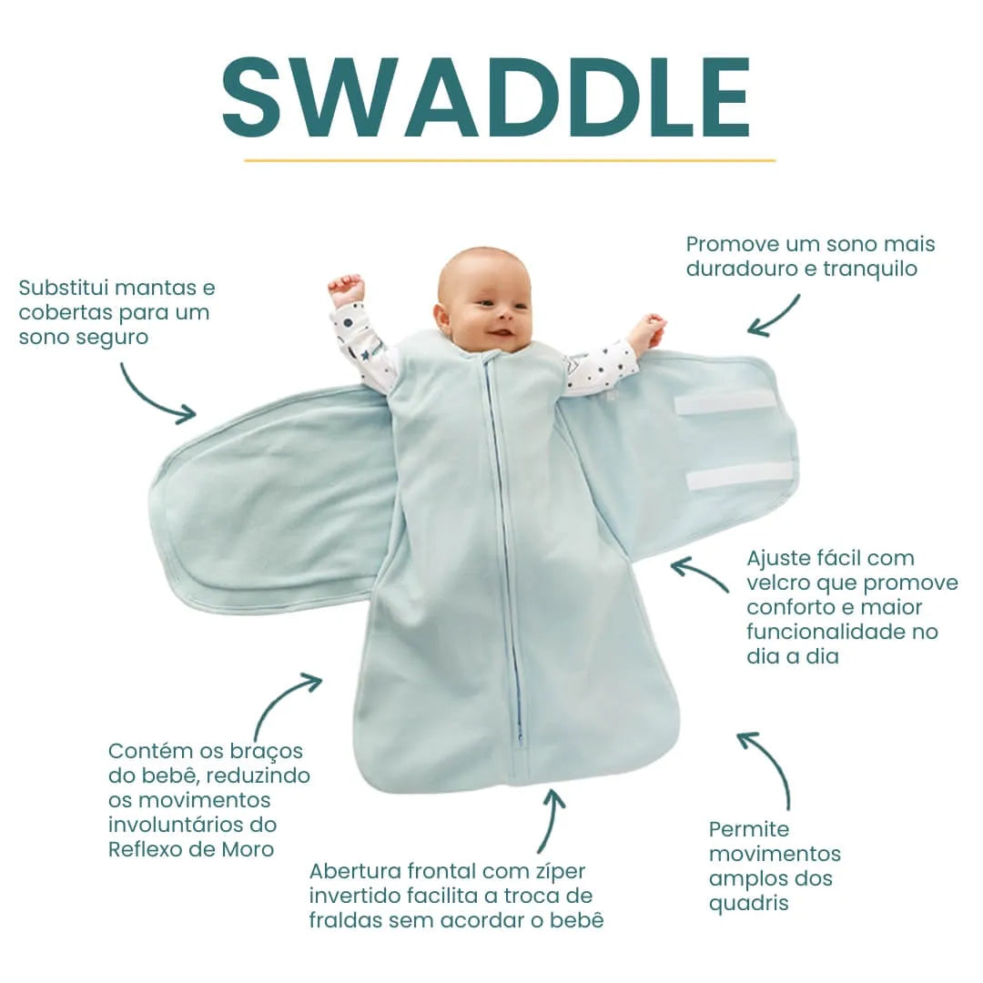 SACO DE DORMIR SWADDLE EM ALGODÃO EGÍPCIO PINTINHO - CASULO DE ANJO
