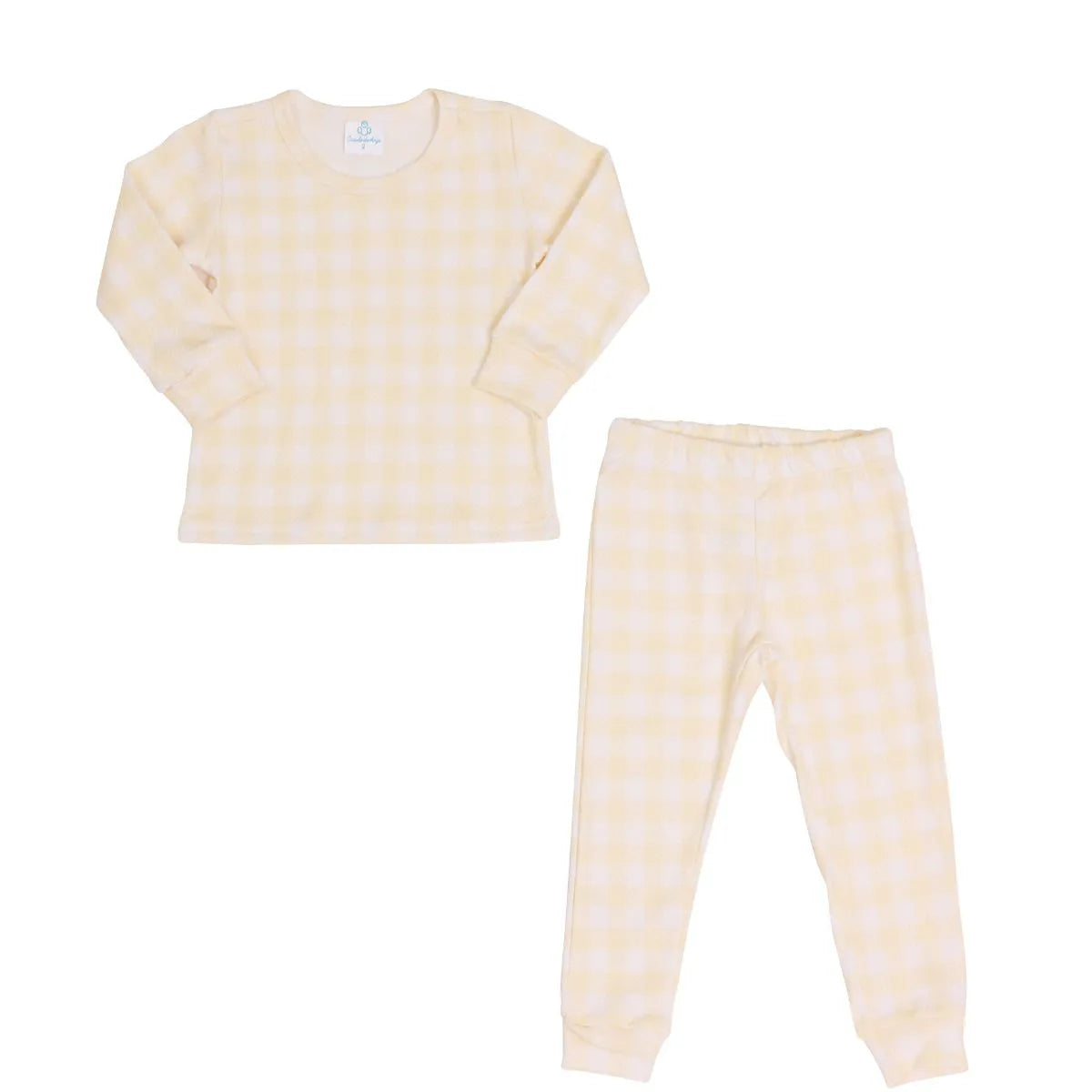 Pijama Infantil Manga Longa em Algodão Natural Vichy Amarelo - Casulo De Anjo