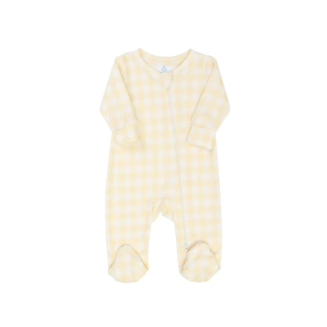 Macacão Bebê em Algodão Natural Egípcio Vichy Amarelo - Casulo De Anjo
