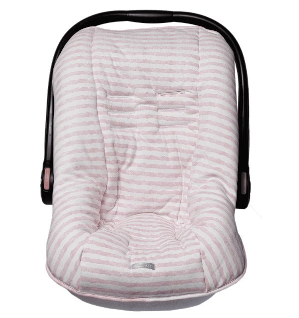 Capa Protetora p/ BB Conforto Suedine Listrado Rosê - D'Bella For Baby