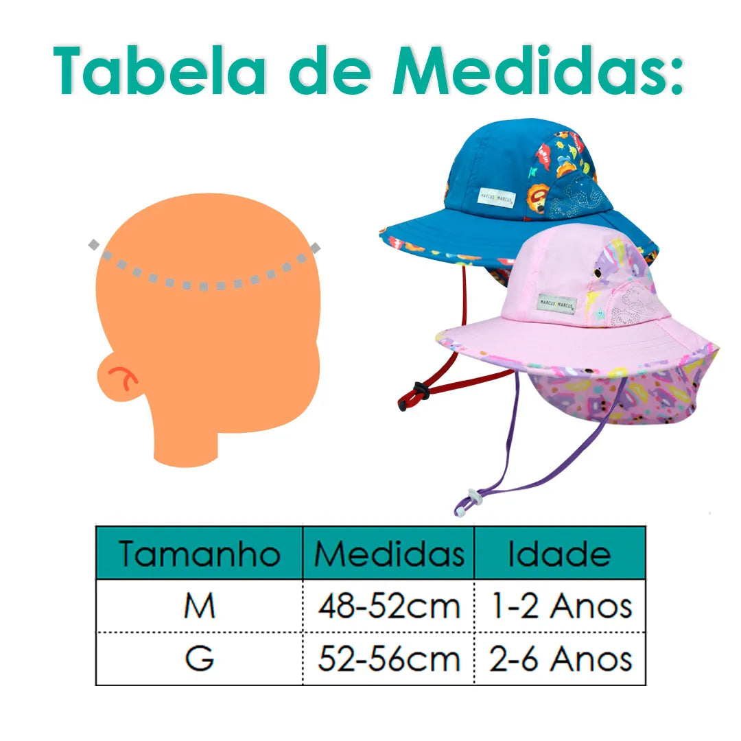 Chapéu Com Proteção De Nuca E Uv Leão Marcus - Marcus e Marcus