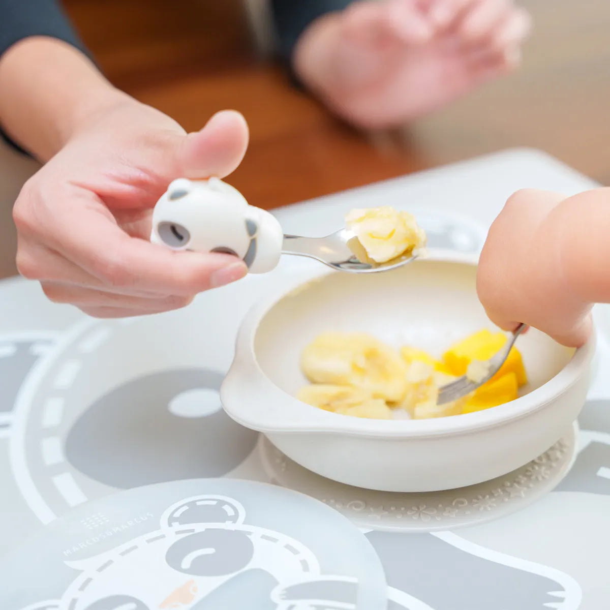Primeiro Jogo De Colher E Garfo Com Inox Panda Pebble